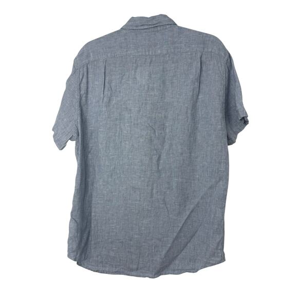 J.Crew Factory Linen Blend Shirt Men L Blue Natural Button Up Neutral Resort - Picture 2 of 8